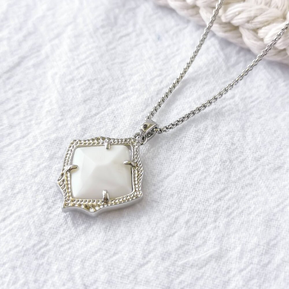 Kendra Scott Kacey Silver White Pearl Long Necklace